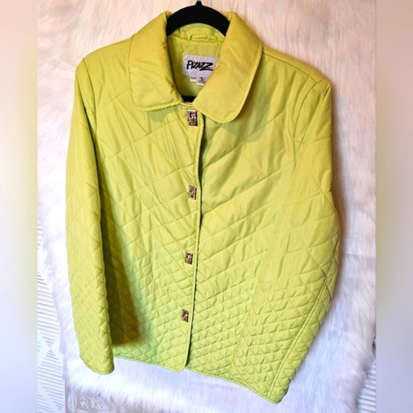 Pizazz Y2K Quilted Lime Green Puffer Jacket - Picture 2 of 7